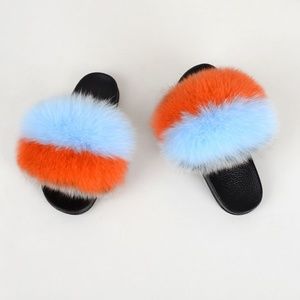 Blue & Orange Gorgeous Fur Slides!